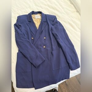 Valentina Shah Oversized Navy Blazer with Gold Buttons
